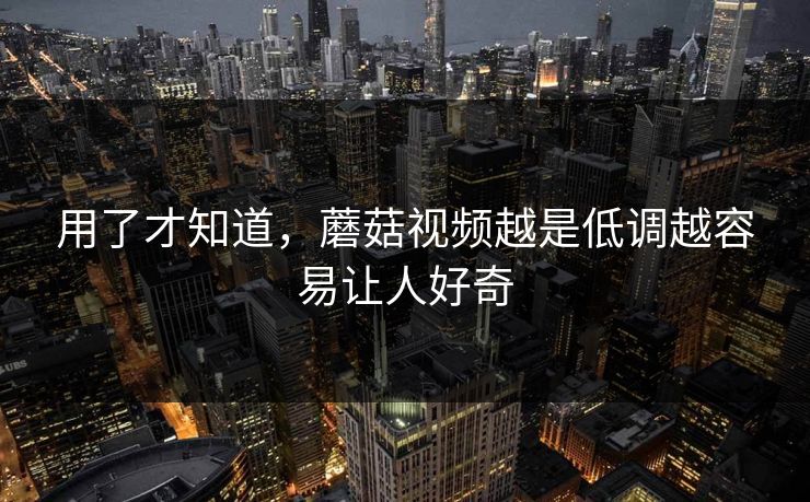 用了才知道，蘑菇视频越是低调越容易让人好奇