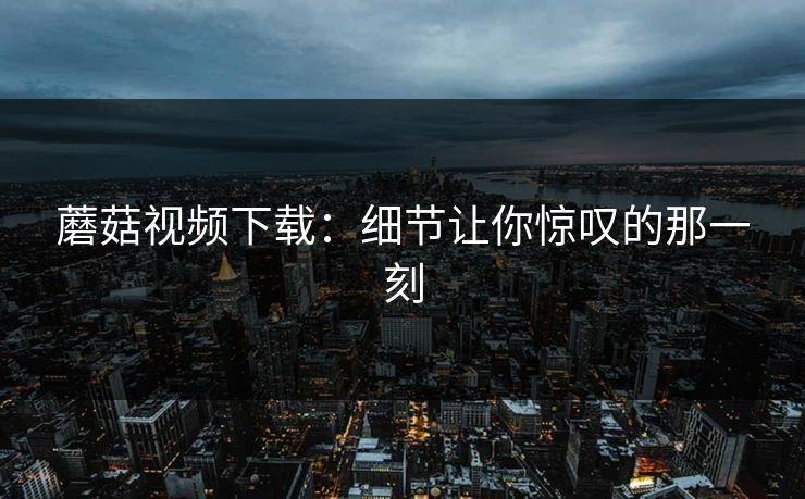 蘑菇视频下载：细节让你惊叹的那一刻