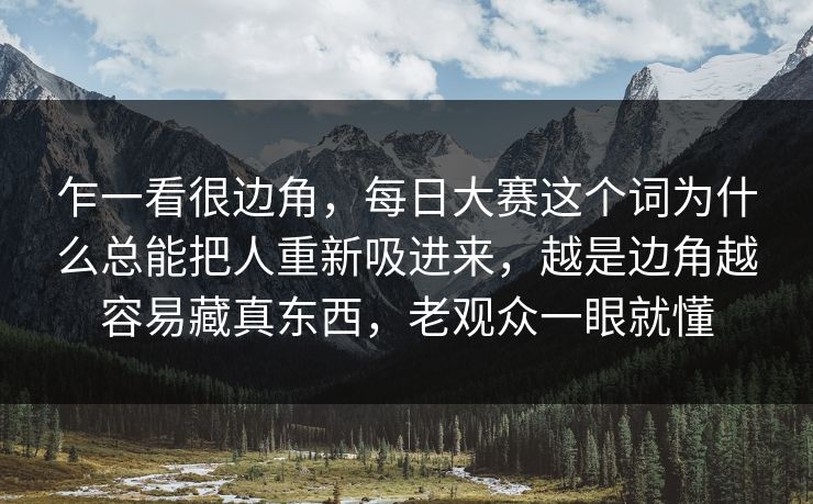 乍一看很边角，每日大赛这个词为什么总能把人重新吸进来，越是边角越容易藏真东西，老观众一眼就懂